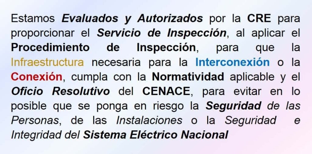 Unidades de Inspección de la Industria Eléctrica 
CRE 
Inspección Centrales Eléctricas y Centros de Carga  