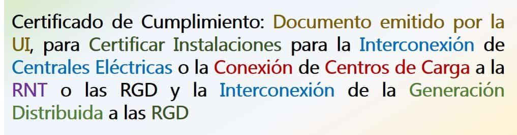 Certificado de Cumplimiento Unidades de Inspección de la Industria Eléctrica CRE