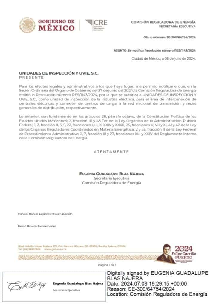 Unidades de Inspección de la Industria Eléctrica 
CRE 